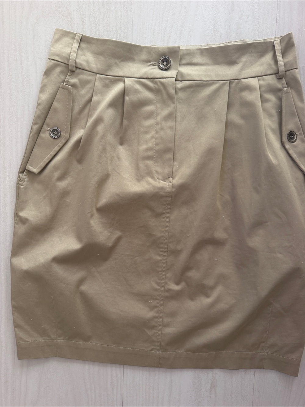 Anne Fontaine Khaki Mini Skirt with Front Pleats size 40